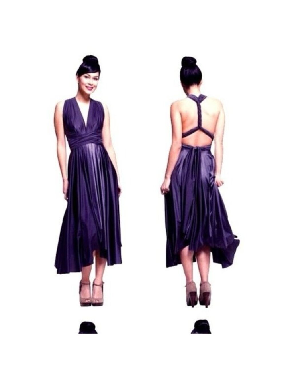Butter by Nadia purple countless styles Wrap midi Dress  One size
